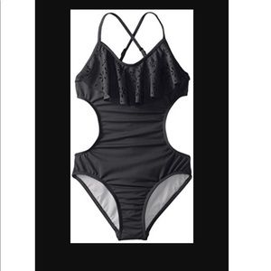 Seafolly girls laser cut with sides cut out one piece NWT